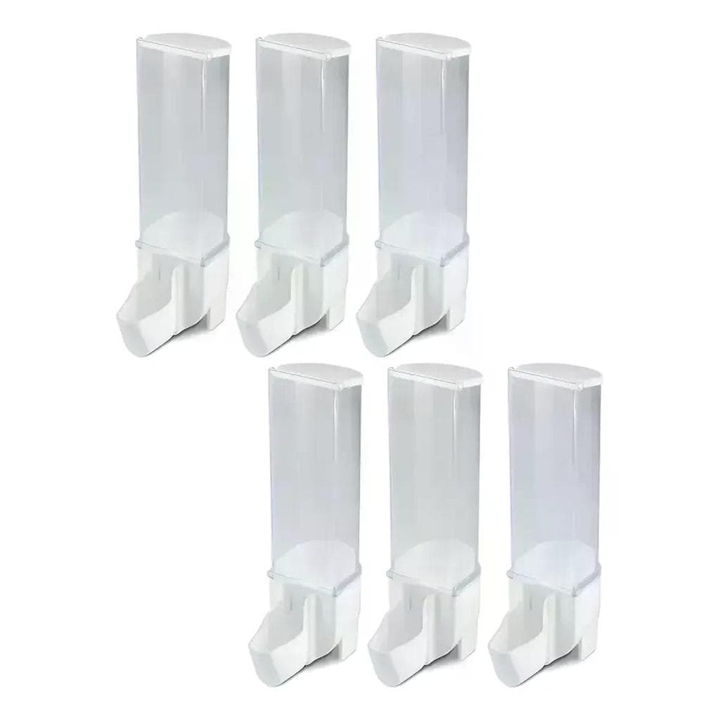 Kit 6 Comedouro Sertao Auto Malha Fina Curió Bicudo Coleiro Mf Branco