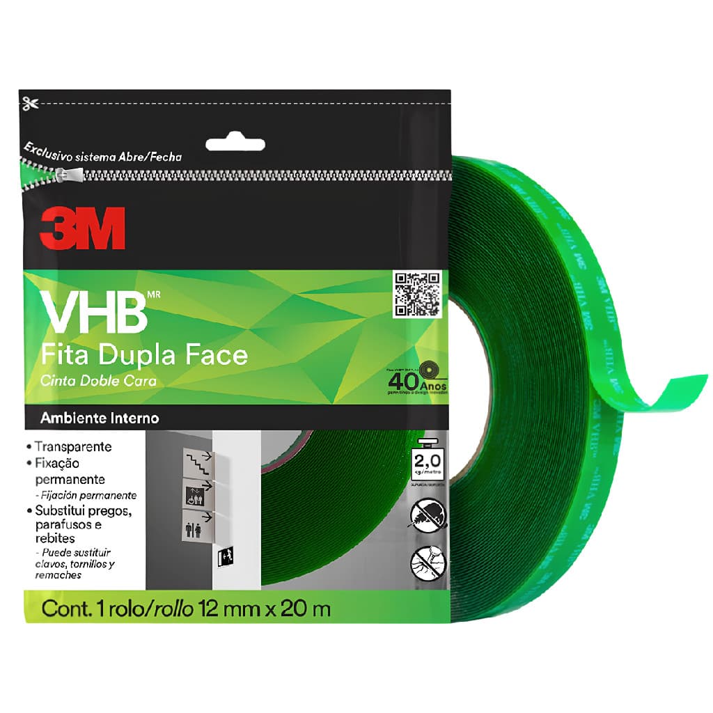 Fita Dupla Face 3M Fixa Forte 12mm X 20m VHB4910