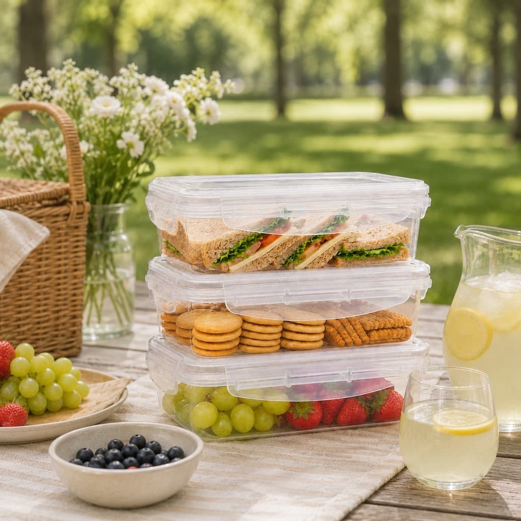 Kit 9 Pote 500ml Plástico com Tampa Hermética Branca para Marmita, Frutas, Lanches e Saladas