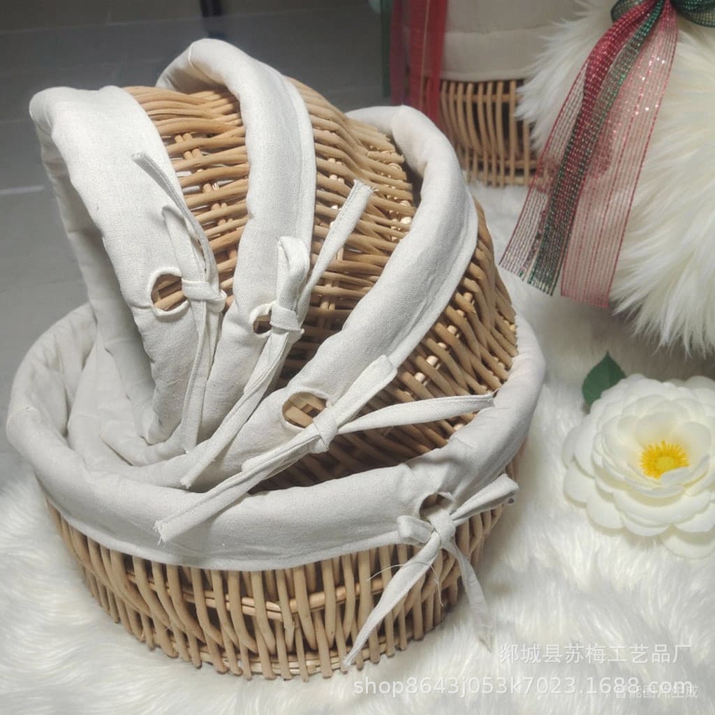 Cesto de pão feito de rattan, cesto de vime para uso em restaurantes, cesto de cozinha para armazenar pães cozidos no va