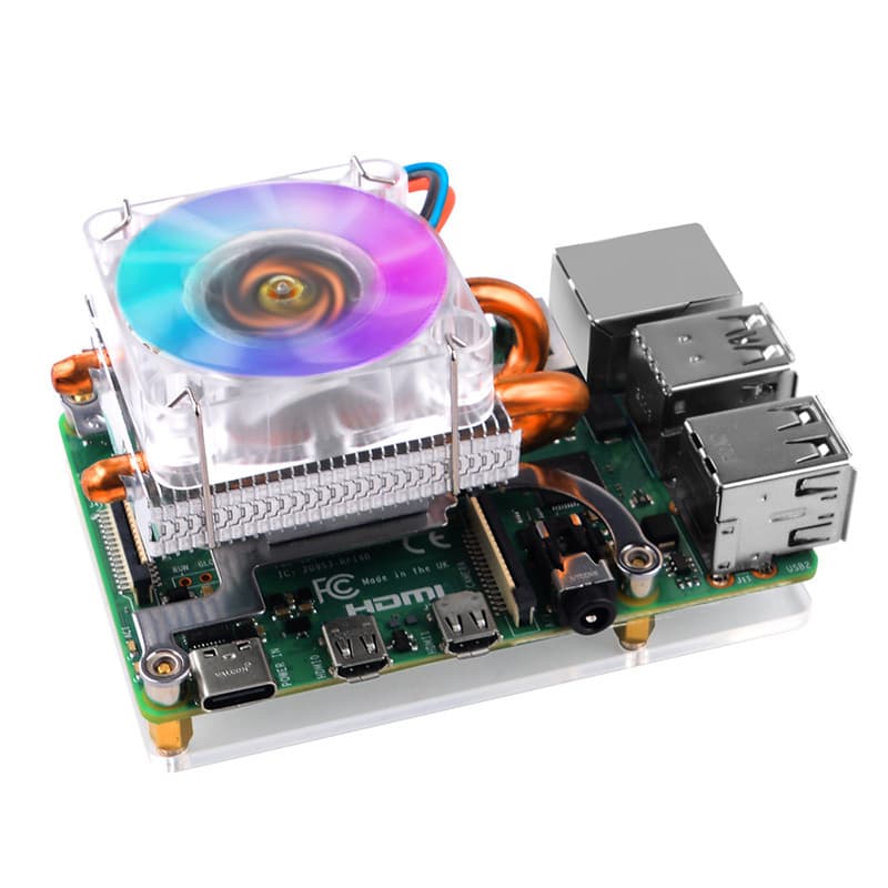 Raspberry Pie 4B ventilador Horizontal torre de gelo 3 fios PWM velocidade reguladora brilho RGB tubo cobre térmico cond