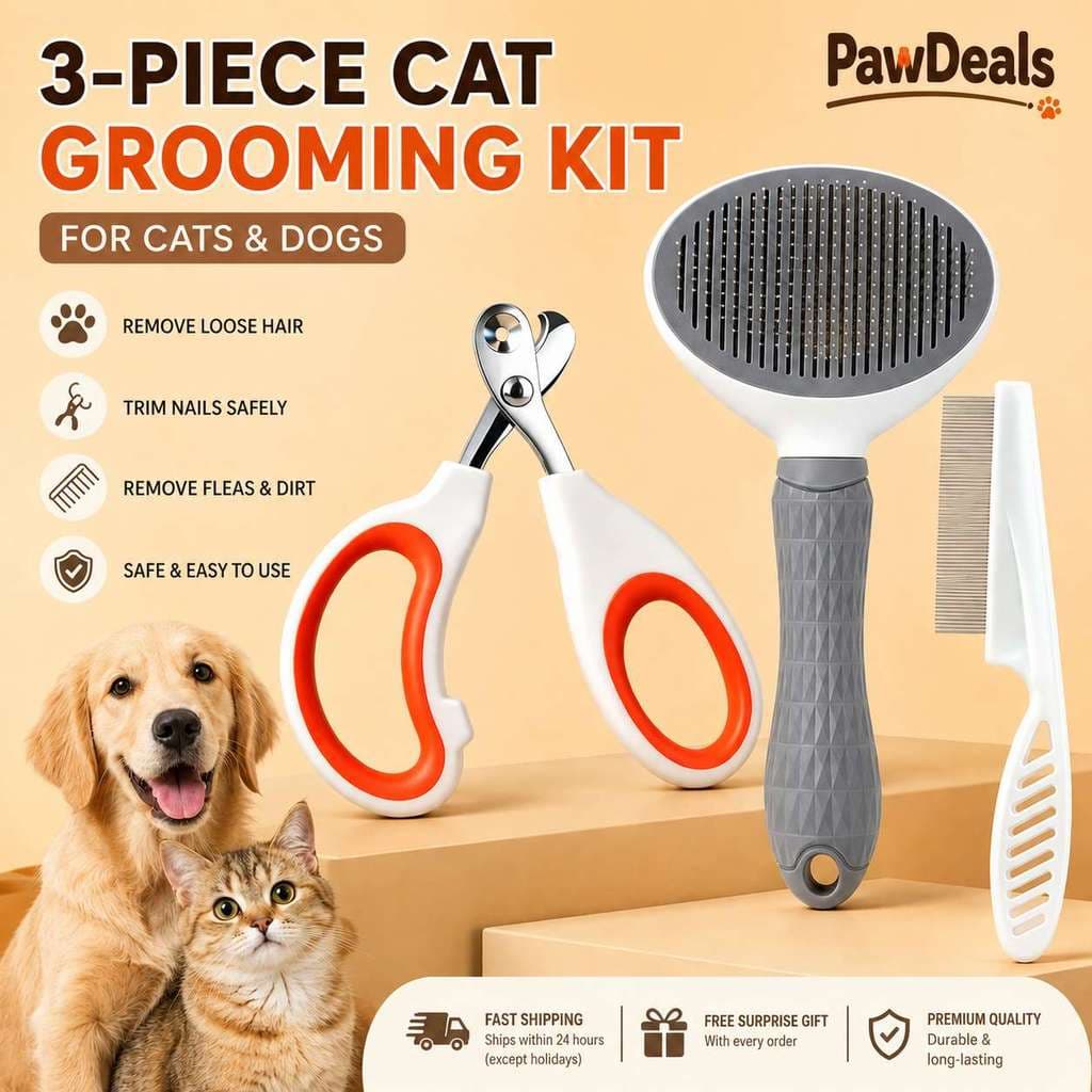 Kit De 3 Peças Para Cuidados Com Animais De Estimação , Cães E Gatos , Cortador De Unhas , Escova Remoção De Pelos , Pen