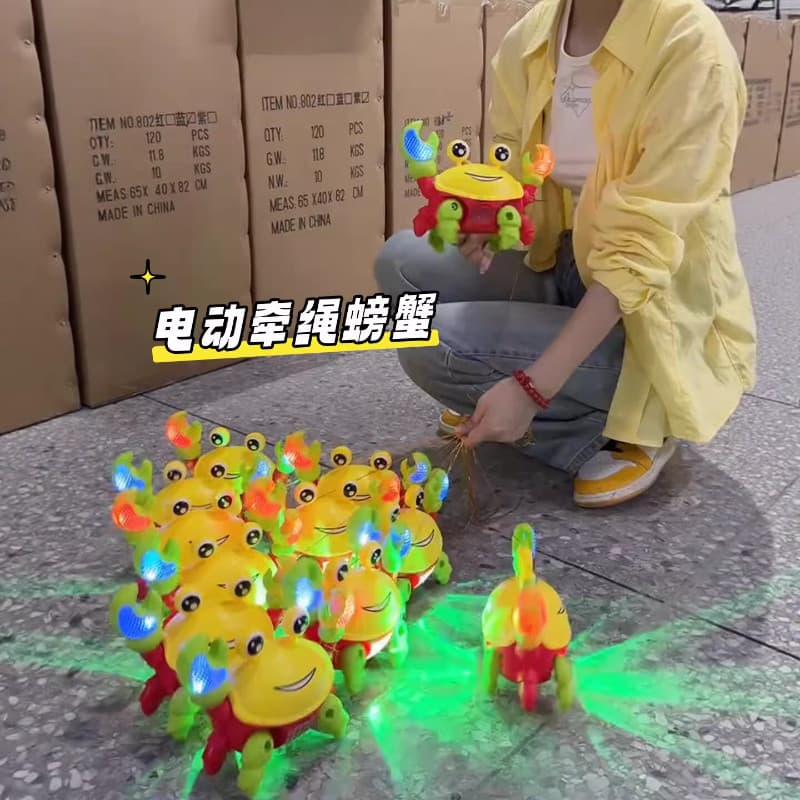 Trela de indução elétrica caranguejo brinquedo bebê rastejando guia andando legal luminoso brinquedo educativo coaring b