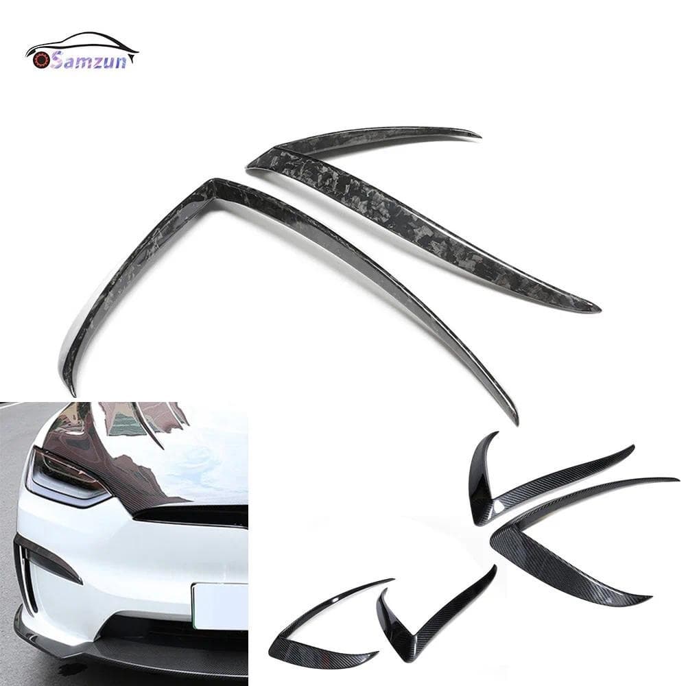 Para Tesla Modelo X 2023 2024 Lâmina Dianteira Guarnição Real Seco Fibra De Carbono Estilo Do Carro Capa Modificação Nev
