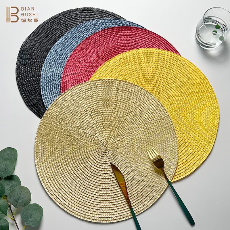 Simples cor sólida pp placemat tecido redondo isolamento térmico esteira placemat Anti-escaldante placemat Wester