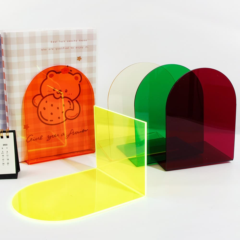 Suporte de livros em acrílico transparente, painel de suporte de livros colorido antiderrapante para mesa, organizador d