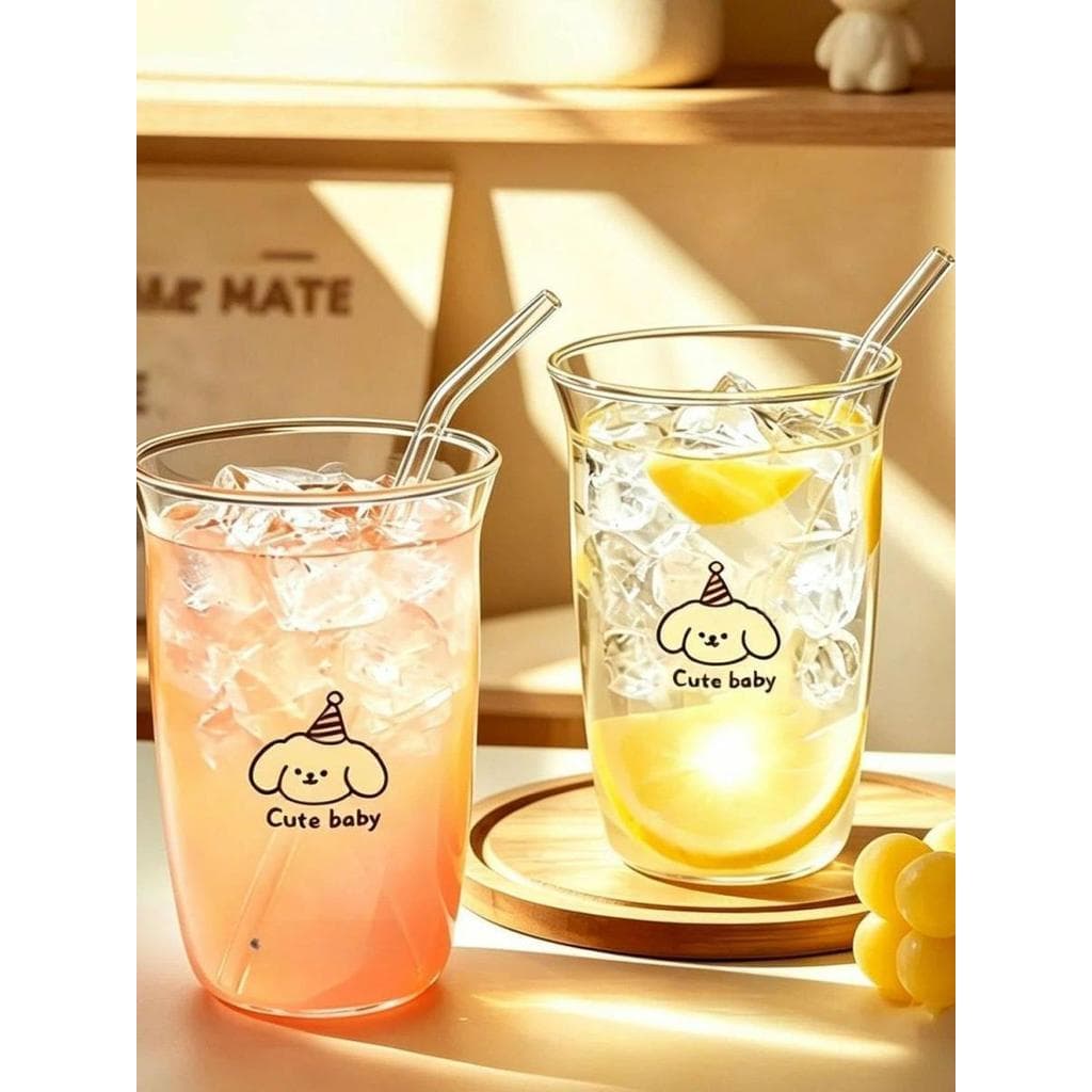 Copo de suco de leite de café resistente ao calor doméstico de vidro copo de estudante copo de suco de borosilicato alto