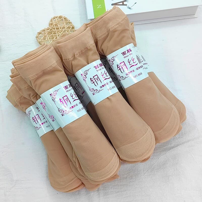 Meias femininas de fio de aço, meias curtas de seda de cristal ultrafinas e anti-gancho, meias femininas antiderrapantes