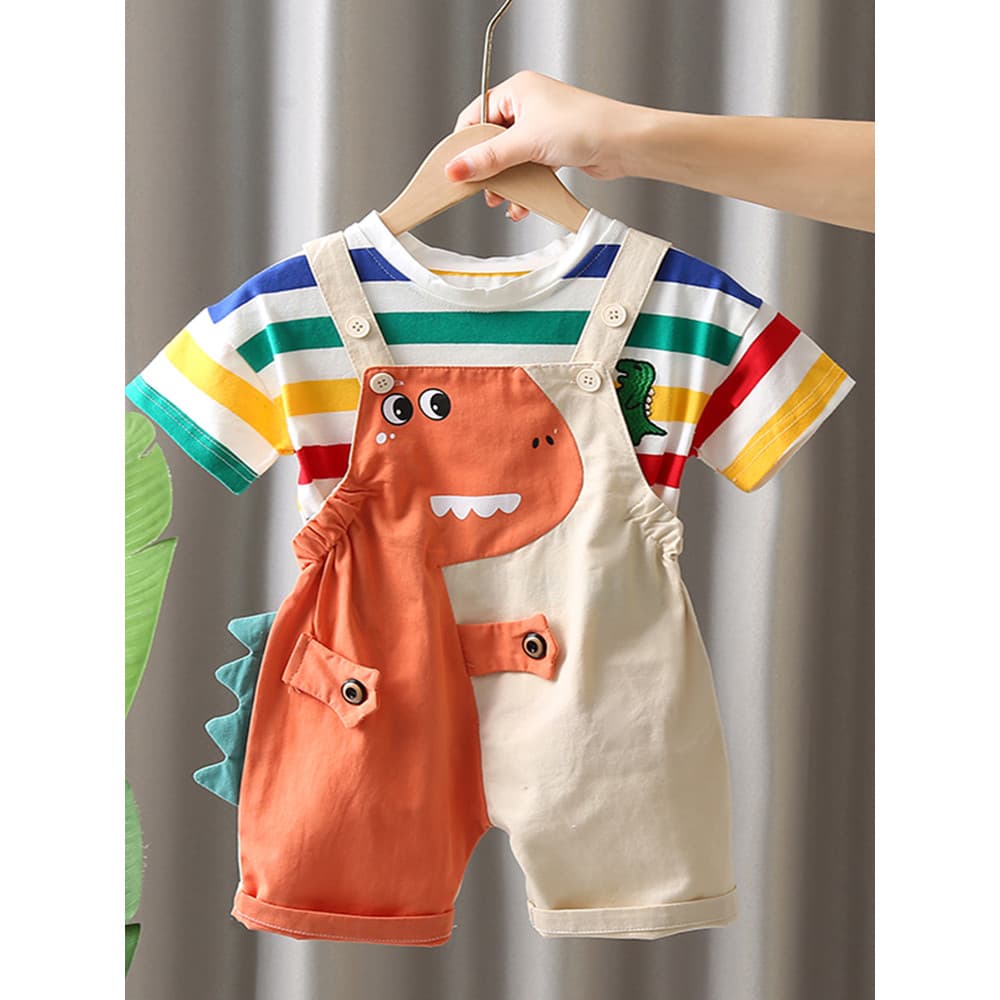 Bebê roupas de verão do bebê terno de manga curta moda bonito meninos verão macacão de duas peças terno crianças roupas
