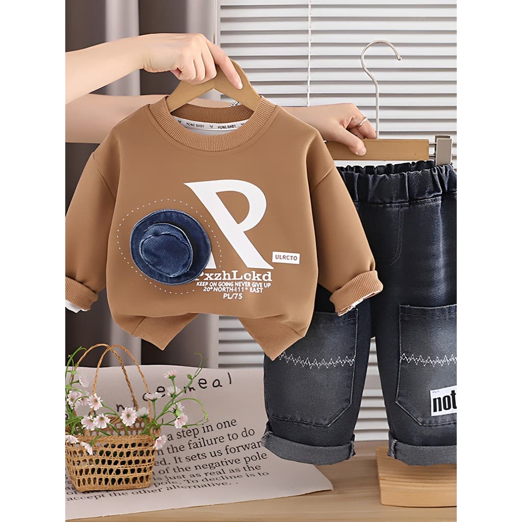 Meninos bonito High-End moletom terno roupas de outono bebê primavera outono terno de duas peças roupas infantis do bebê