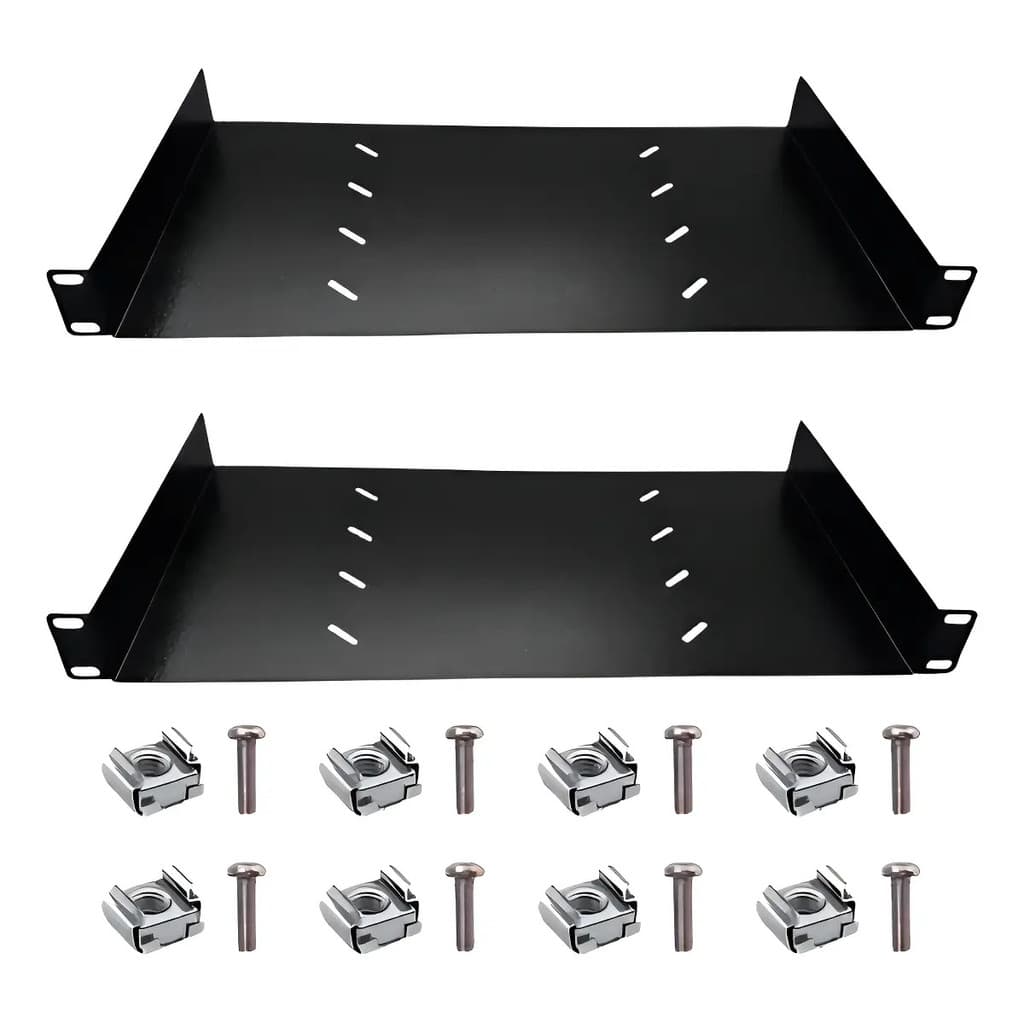 2 Bandeja Fixa 19 X 250mm Para Rack 2 Pontos Max Eletron Cor Preto