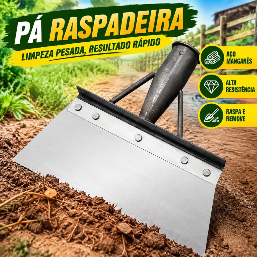 Pá Raspadeira De Limpeza Em Aço Para Jardim Fazenda Curral E Remoção De Sujeira
