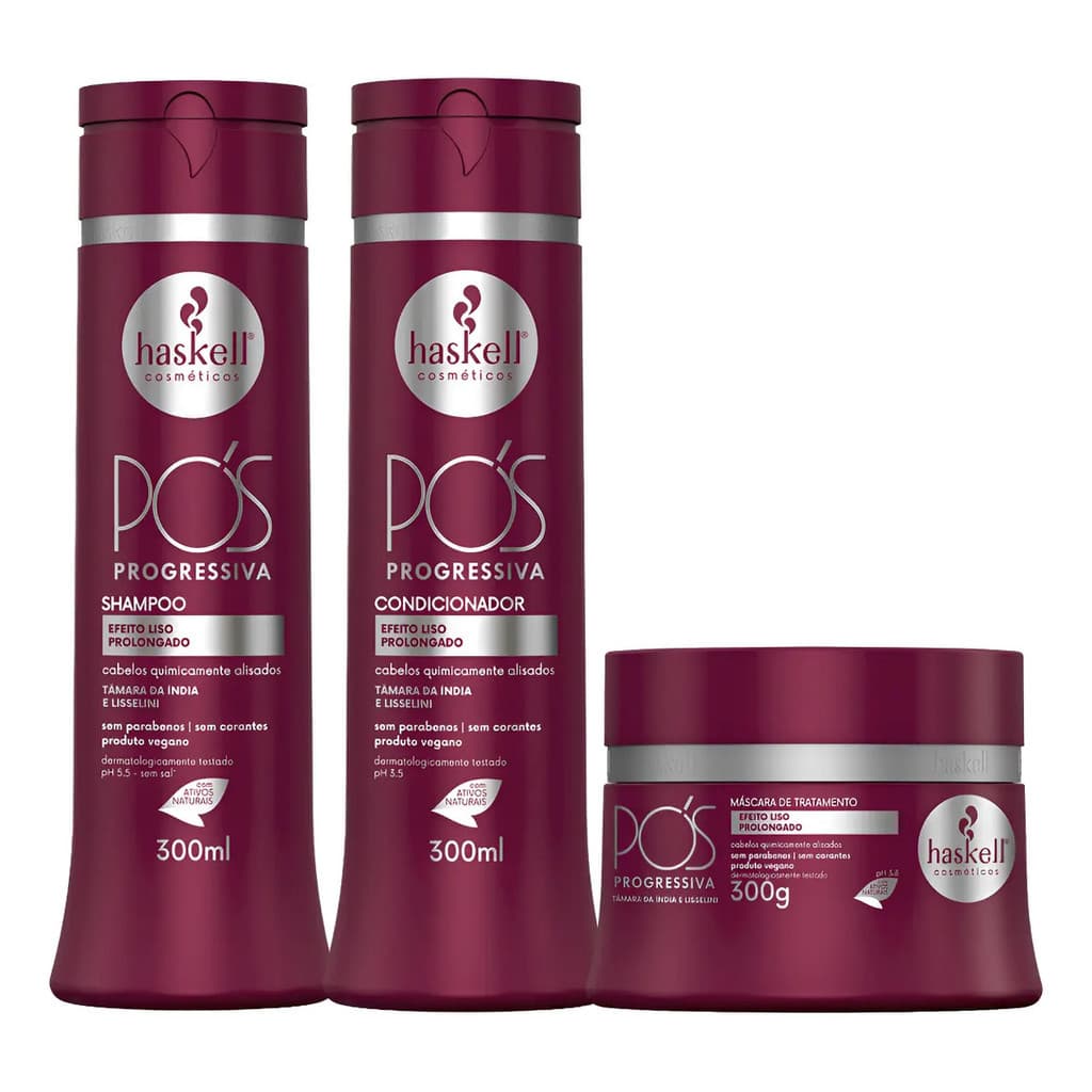 Kit Pós Progressiva Shampoo Condicionador e Máscara Haskell