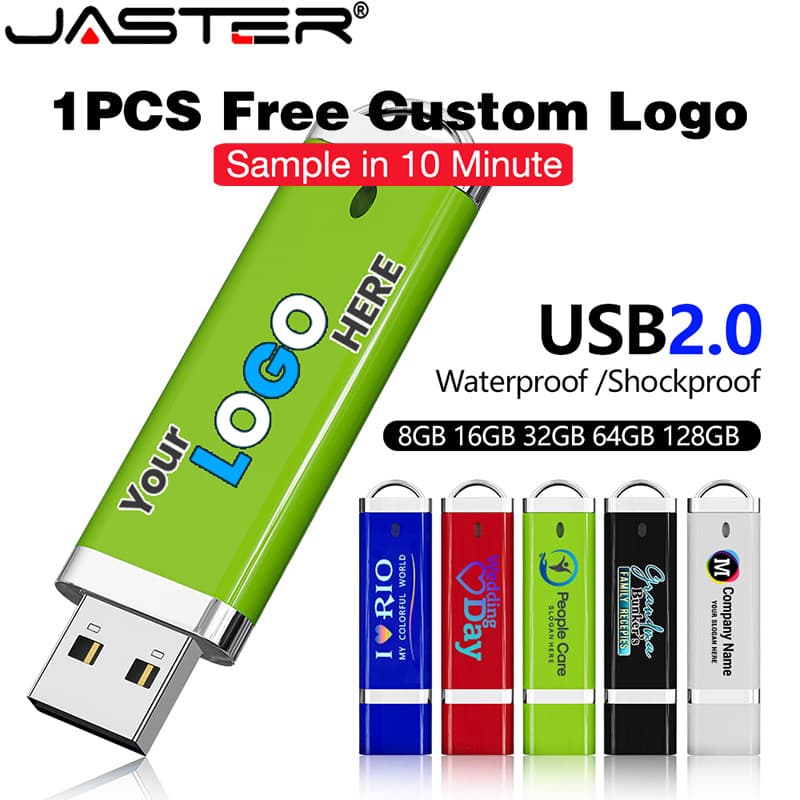 JASTER Colorido Portátil USB Flash Drive 128mb Impressão Em Cores Livre Memory Stick 64GB 100 % Capacidade Real Pen 32GB