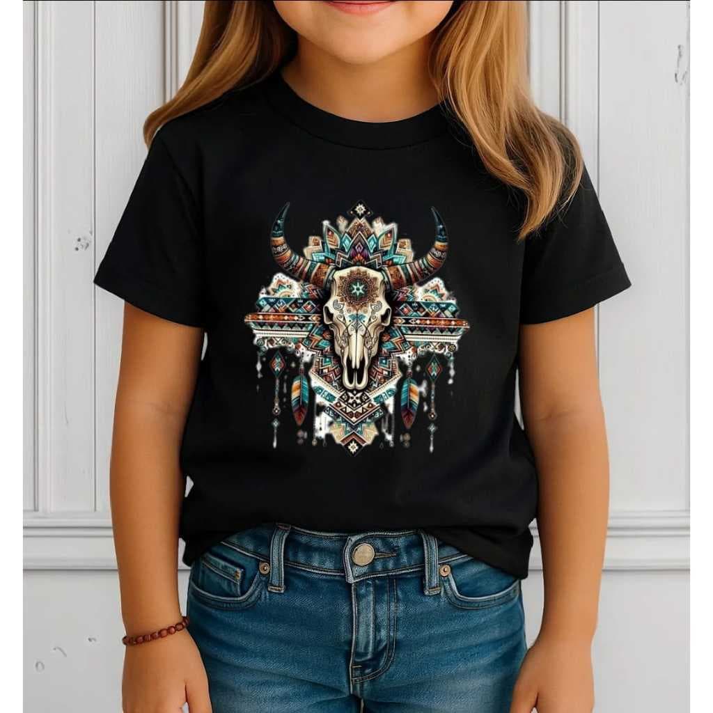 Camisa Infantil Menina Country Cabeça Boi Colorido 100% Algodão Lançamento