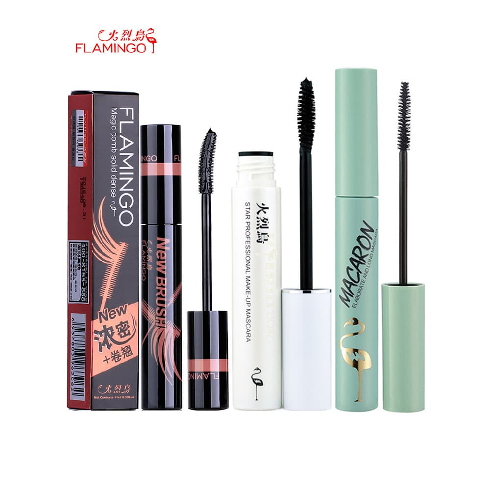 Flamingo Magic Comb Tridimensional Grosso Longo Curling Rímel À Prova D 'Água À Prova de Suor de Longa Duração Não-Smu