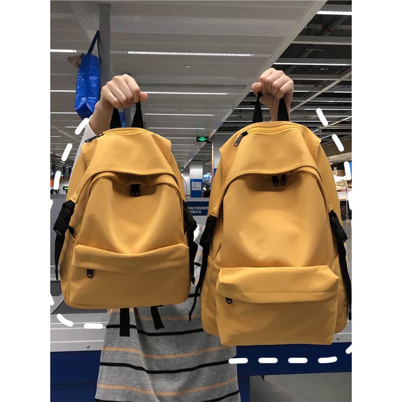 Japonês cor sólida moda náilon mochila feminina versão coreana High School leve mochila feminina estudante universitário