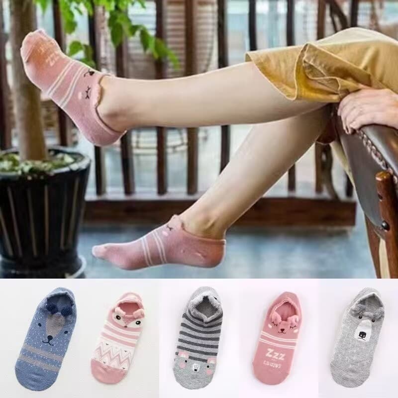 Meias femininas versão coreana meias barco bonito orelhas pequenas verão meias femininas boca rasa meias invisíveis esti