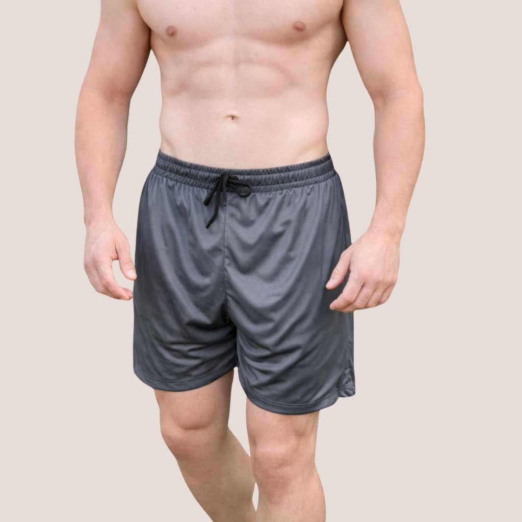 Kit 2 Short 2 Em 1 Masculino Bolso Interno Celular Compressão Bermuda Dry Fit Treino Corrida Fitness Preto / Cinza