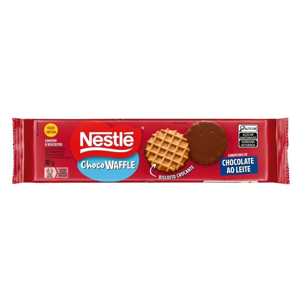Biscoito Nestlé Choco Waffle Crocante com Cobertura de Chocolate ao Leite 80g
