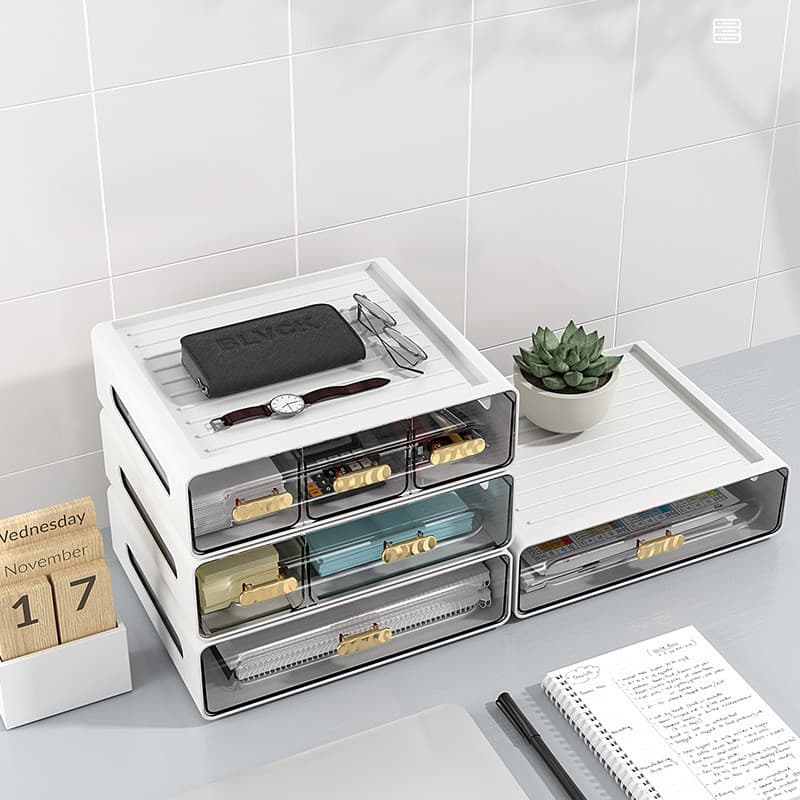 Caixa de armazenamento de mesa caixa organizadora Multi-camada empilhável caixa de armazenamento gaveta criativa combina