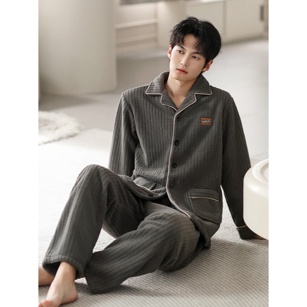 Pijamas masculinos inverno Coral velo engrossado velo quente outono inverno flanela masculino Plus Size inverno Homewear