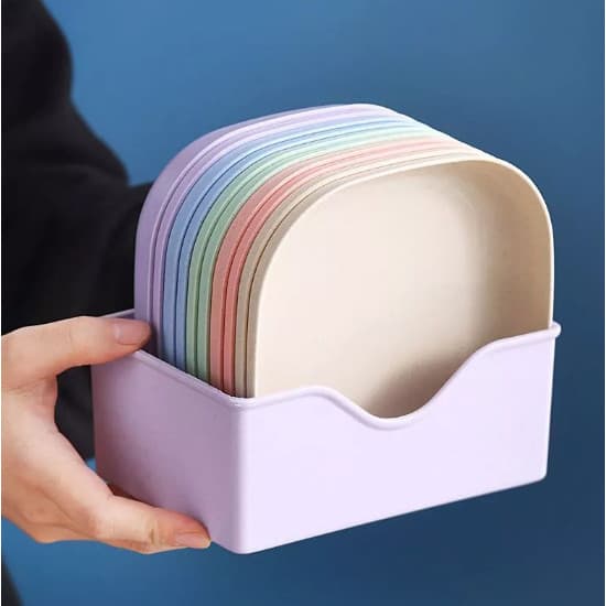 Conjunto de 10/20/30 Pratos com Base de Plástico Rígido, Reutilizável QC5I