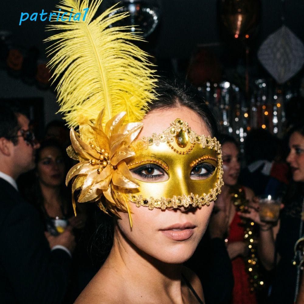 PATRICIA1 Máscara De Penas , Meia Face Estilo Sedutor De Flores Festa De Festival De Halloween De Baile Extravagante