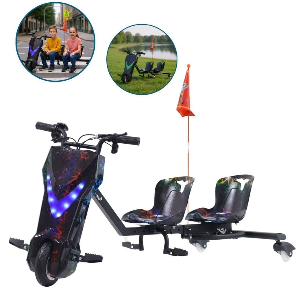 Drift Triciclo Elétrico Importway 250W Preto Dois Assentos
