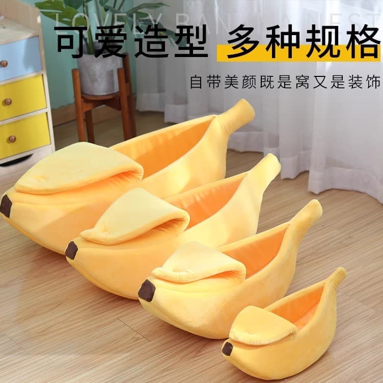 Frete grátis inverno pet Banana forma quente gato maca canil Semi-fechado pet maca Hamster maca pet cama almofada de dor