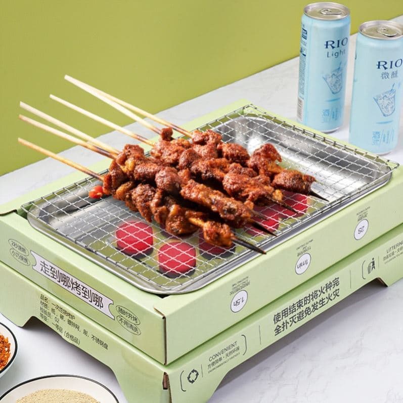 Churrasqueira descartável portátil fogão auto-grelhado Surround fogão chá-fazer churrasco doméstico ao ar livre Gr