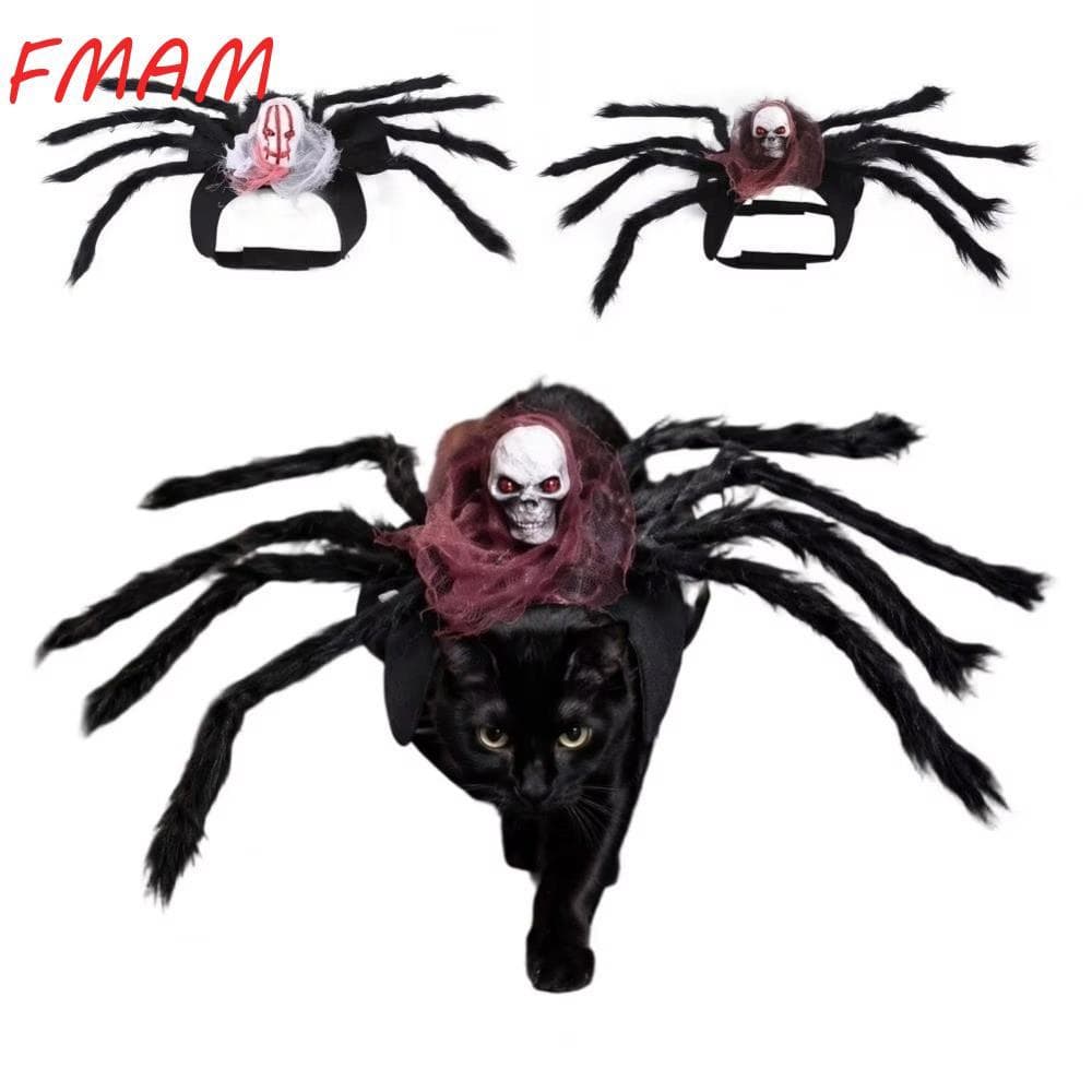 Roupa De Gato FMAM , Fantasia De Animal De Estimação Com Design De Rosto De Caveira De Material De Pelúcia , Costas E Pe
