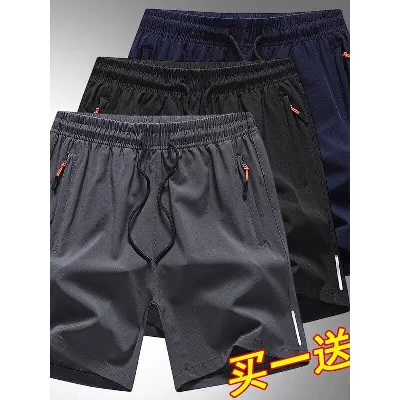 Verão masculino de secagem rápida Casual zíper shorts masculino correndo shorts esportivos solto em linha reta praia sho