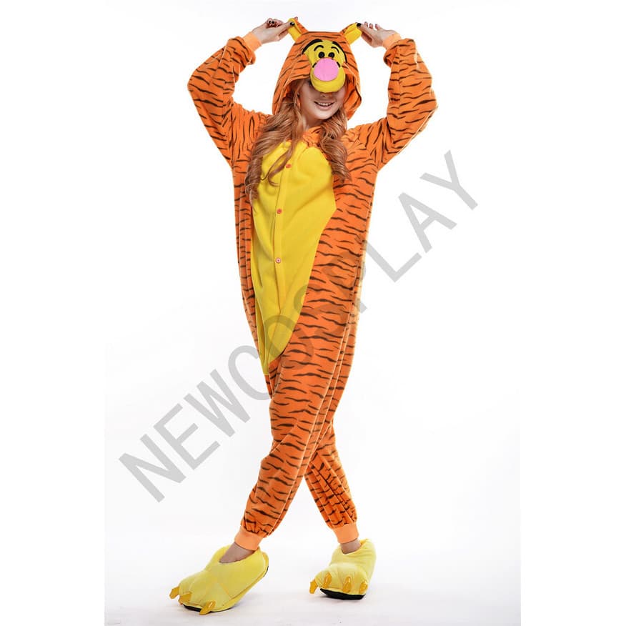 Exportado britânico americano tigre dos desenhos animados Animal pijamas de uma peça das mulheres dos homens casais casa