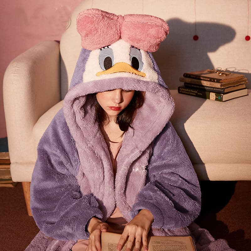 Roupão Confortável de Algodão Vermelho do Pato Donald / Roupão / Casal / Pijama KXAH