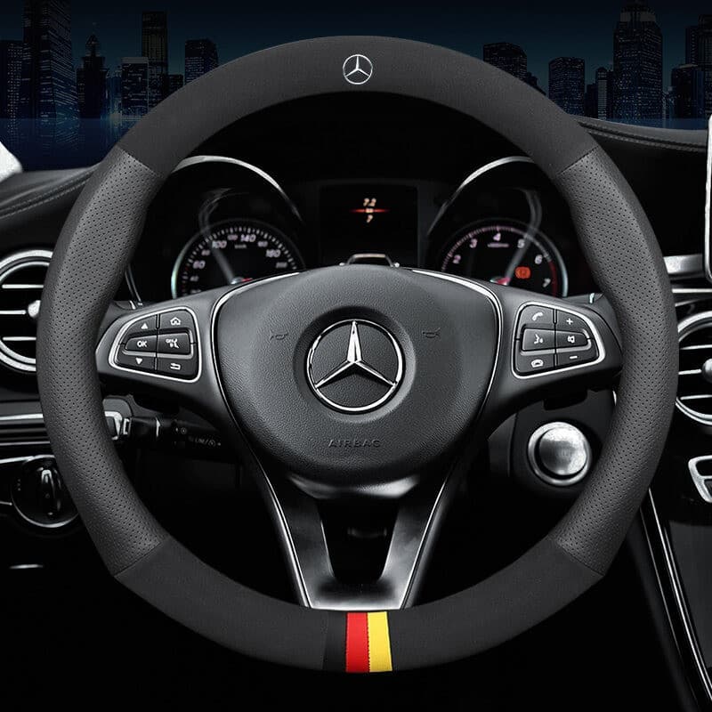 Capa de volante em couro adequada para Mercedes-Benz A C CLA E GLA GLC GLE S B CLS W204 W213 W212 W211 W176 W246 W245 W2