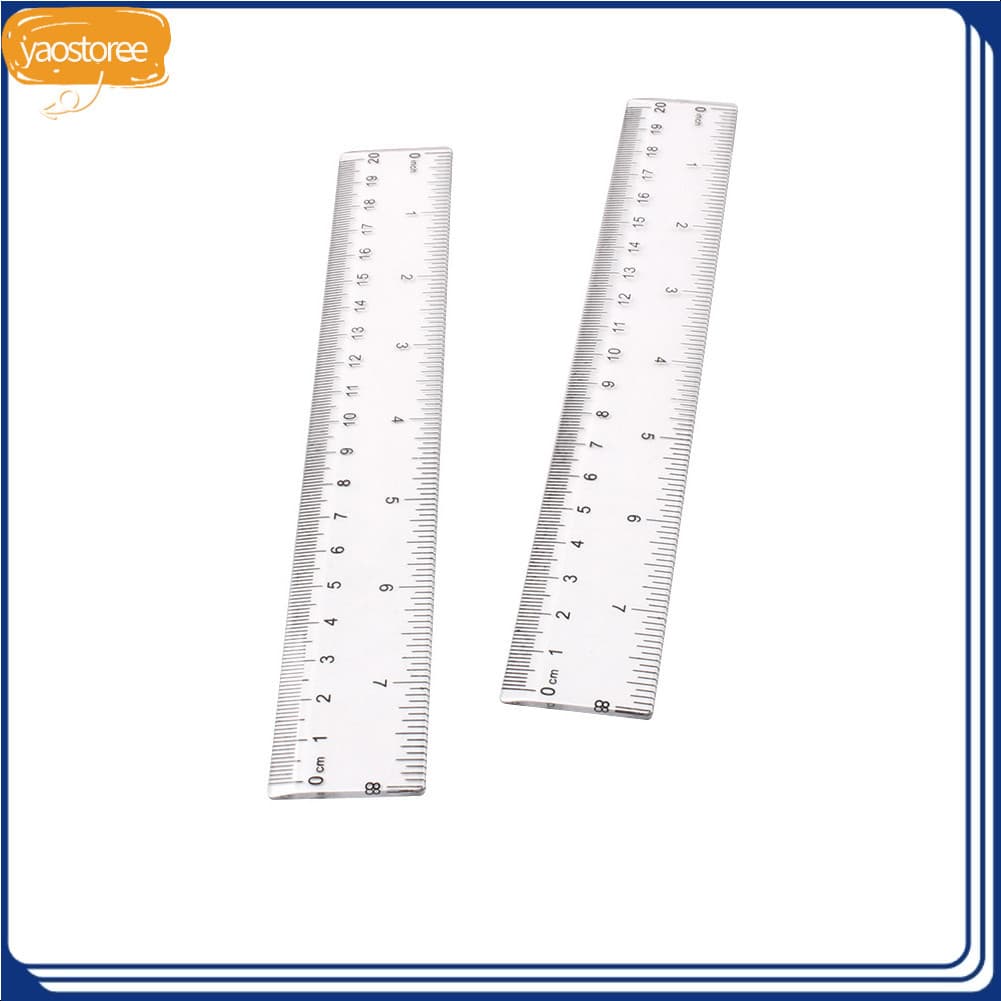 Yaostoree.br Jelquix Régua de plástico de 20 cm e 8 polegadas, transparente, transparente, reta, ferramenta de medição