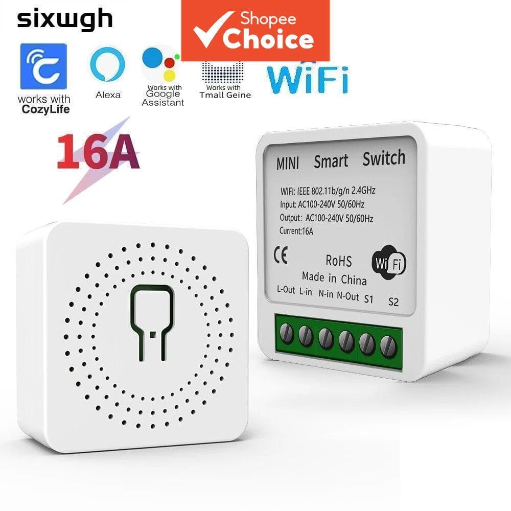 Mini WiFi Smart Switch Tuya Wireless Breaker Funciona Com Alexa Google Home