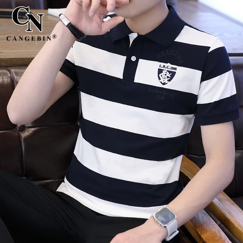 Camiseta de manga curta masculina camisa polo verão gelo mercerizado algodão 2025 novo estilo High-End algodão puro com