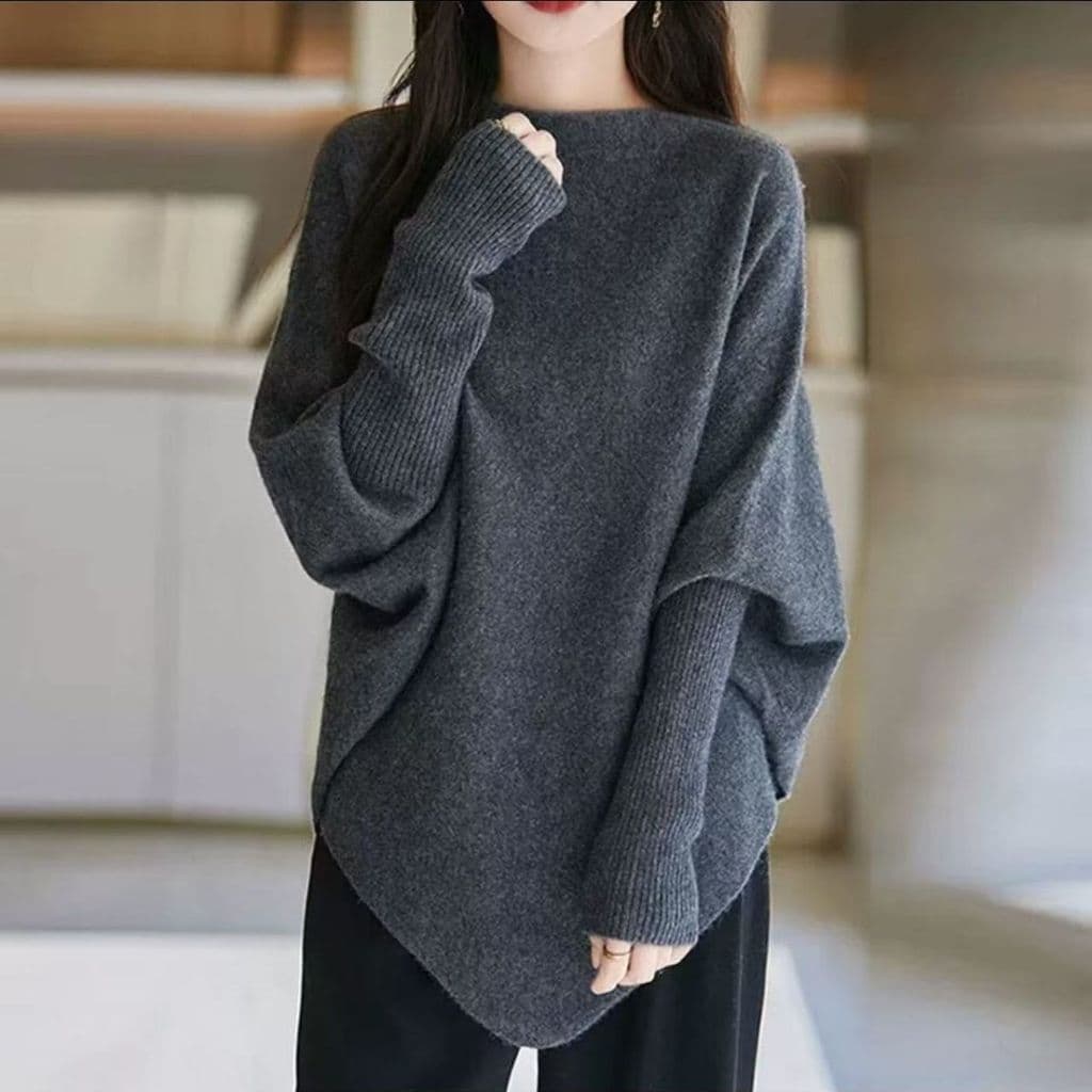 Moda estilo ocidental malhas camisola feminina primavera outono tamanho grande mais magro olhar capa barriga solta compr