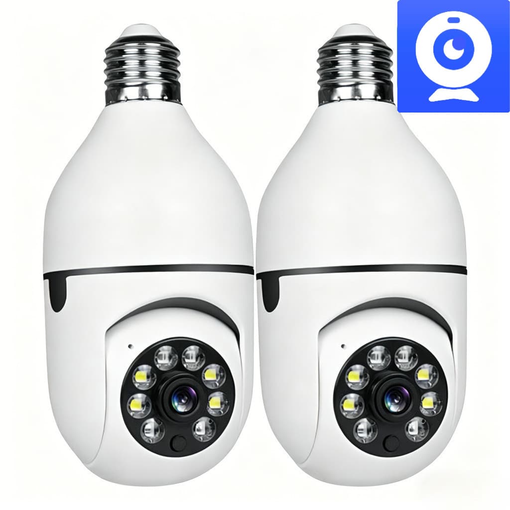 V720 Gold Kit 2 Câmeras De Segurança Lâmpada 360 WiFi IP HD Visão Noturna PTZ Sem Fio-Dual Tensão