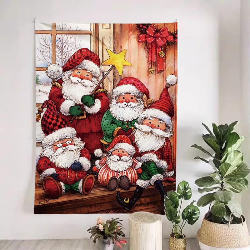 Tapeçaria de Natal Atmosfera de férias Decoração de quarto Tapeçaria de pano de fundo