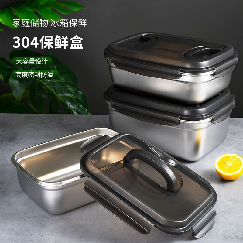 Coreia bloqueio & bloqueio estilo coreano 304 aço inoxidável caixa de manutenção fresca retangular selado lancheira com