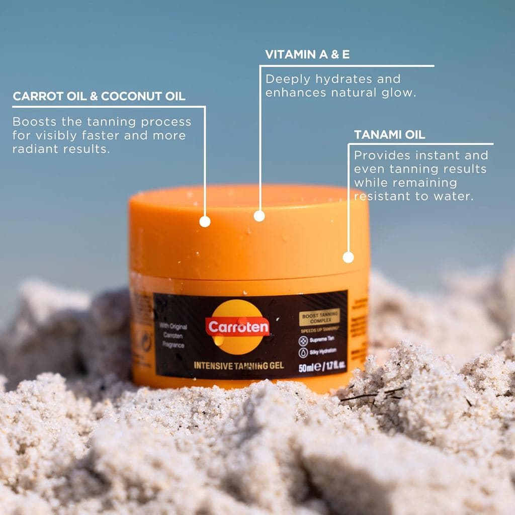 Gel de Bronzeamento Intensivo Carroten | Acelerador de Bronzeado TravelSizeBrowning | Não Oleoso, Resistente à Água, com