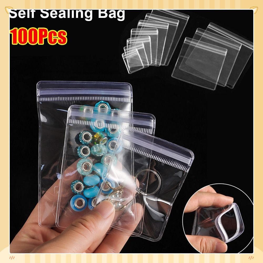 100 Unidades De Saco Autovedante , Sacos Plásticos À Prova De Poeira Com Fecho Zip , Transparente Reutiliz