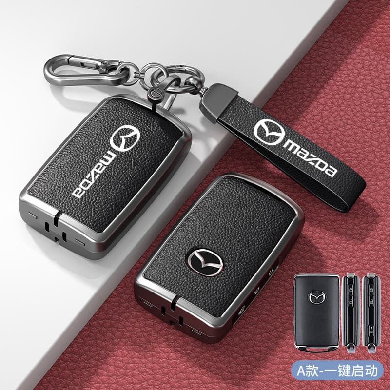 Capa protetora de chave de couro de Metal, capa protetora de chave inteligente adequada para Mazda 3 Axela CX5 CX30 20-2