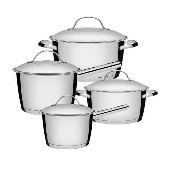 Jogo de panelas tramontina Inox indução 4 peças fundo triplo  Allegra