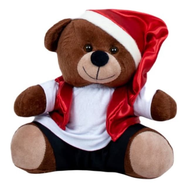 Urso Papai Noel 18 Cm - Pelúcia Decoração Natalina - 1 Peça