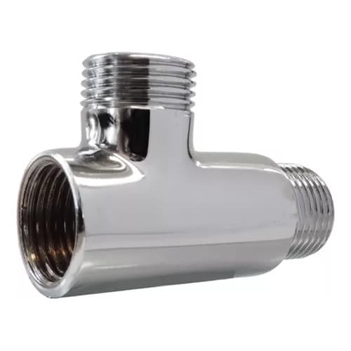 Adaptador Junção P/ Engates Ducha Higienica Torneira 1/2x1/2 Prateado Brilhante
