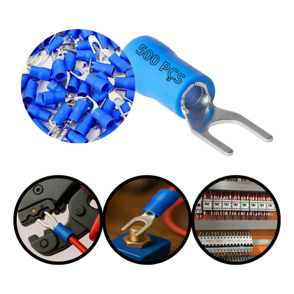 Kit Forquilha Tipo Garfo Pre Isolado 1,5 A 2,5mm Azul.++ZemMart++
